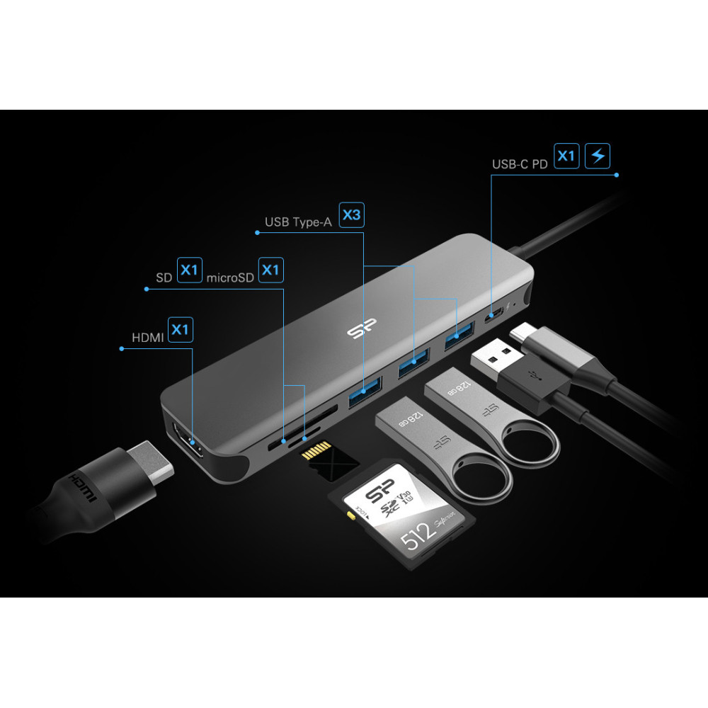 Station d'accueil Silicon Power Boost SU20 USB-C 7EN1