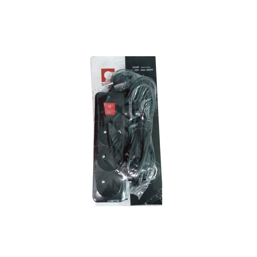 Multiprise SOMEF 3 Modules Avec Interrupteur 3 M - Noir