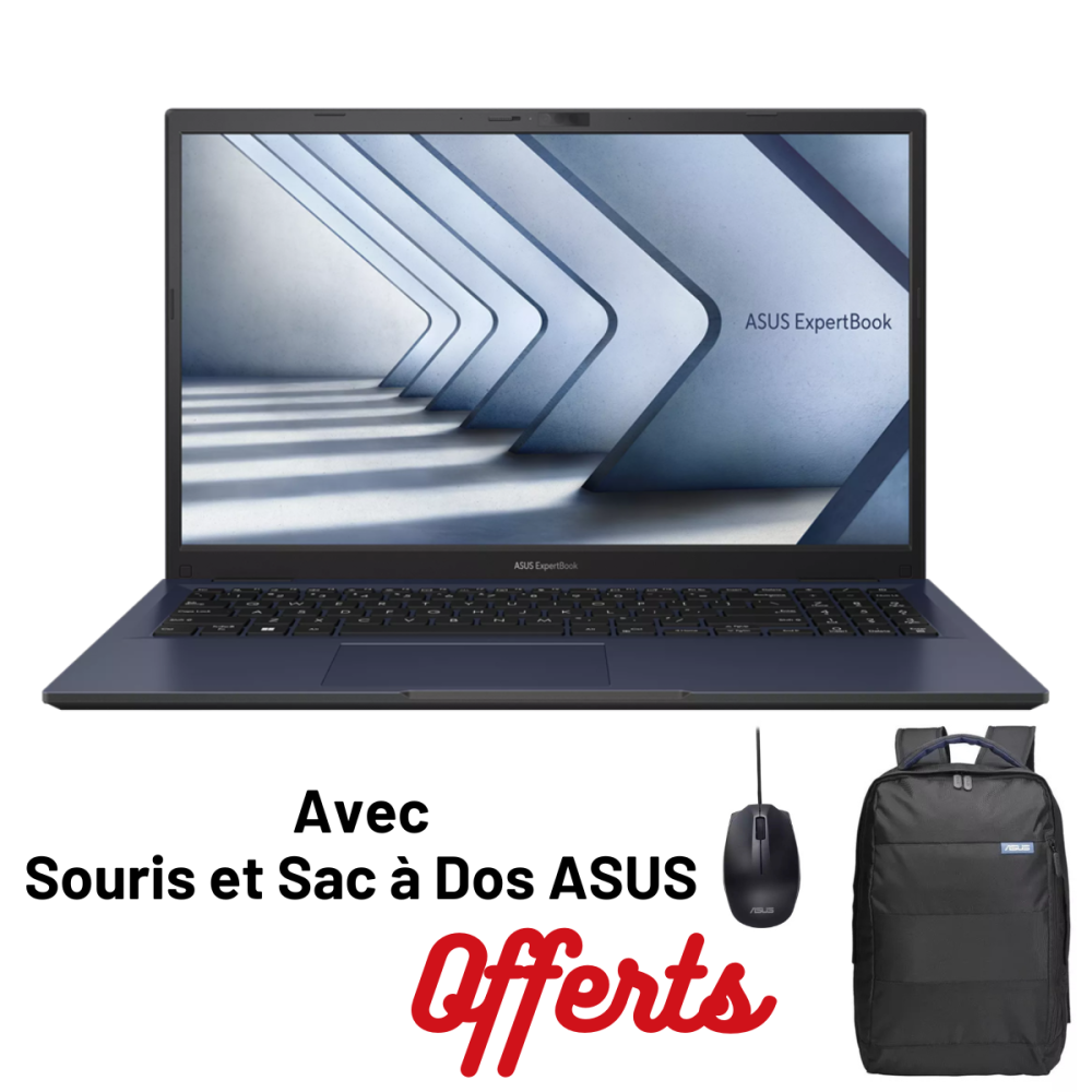 Pc Portable Asus ExpertBook B1 B1502CVA / i7-1355U / 16 Go / 512 Go SSD / Étoile noire Avec Souris et Sac à Dos