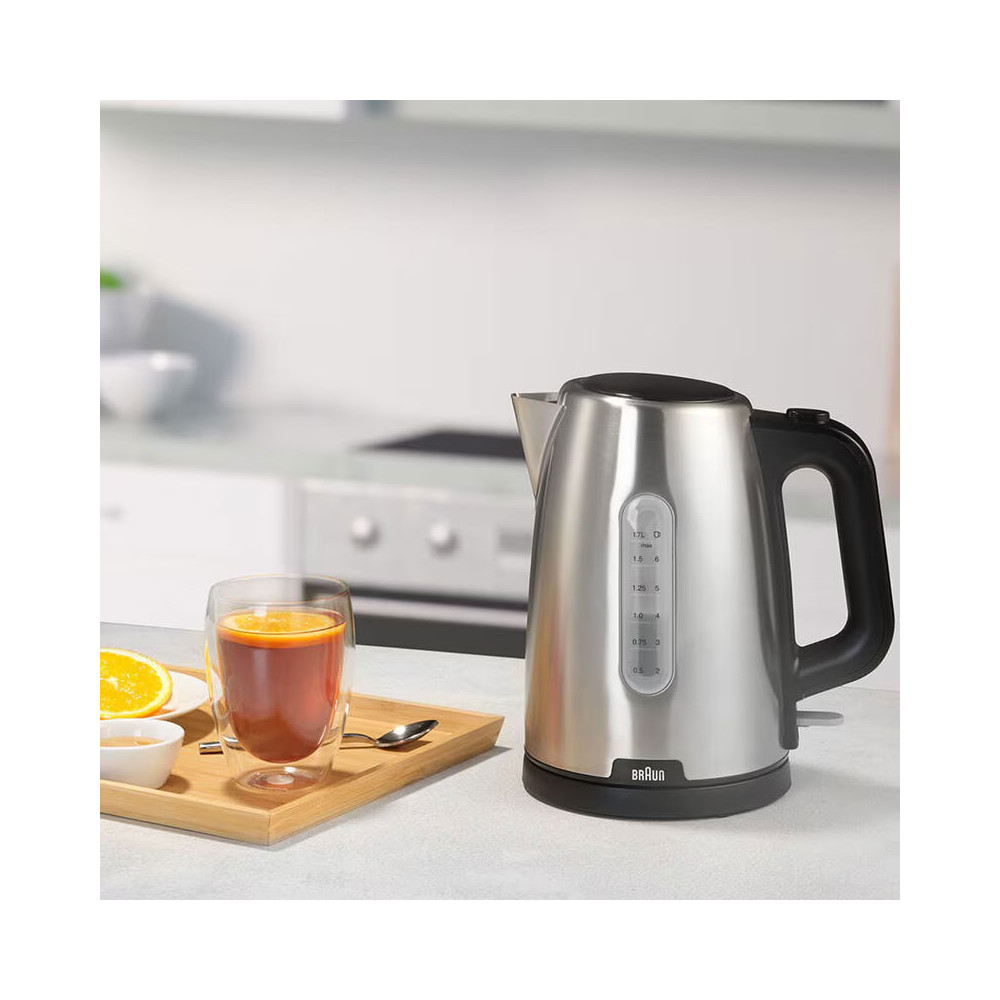 Bouilloire BRAUN Sans Fil InoX/NOIR  / 2200W / 1.7L / INOX