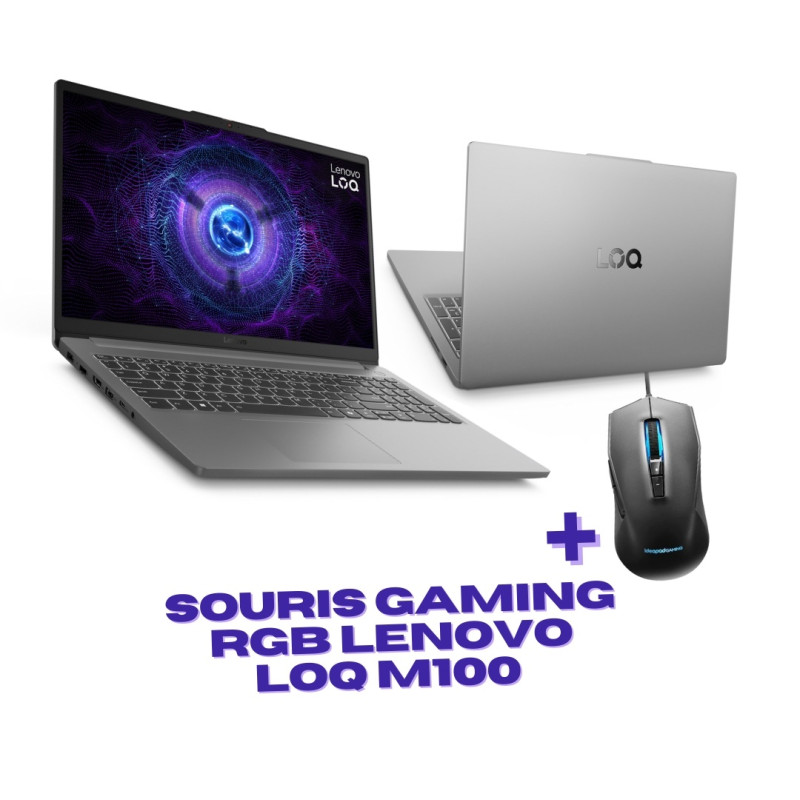 PC Portable Gamer Lenovo LOQ 15IAX9E / i5-12450HX / RTX 4050 6G / 32 Go DDR5 / 512 Go SSD / Windows 11 / Gris