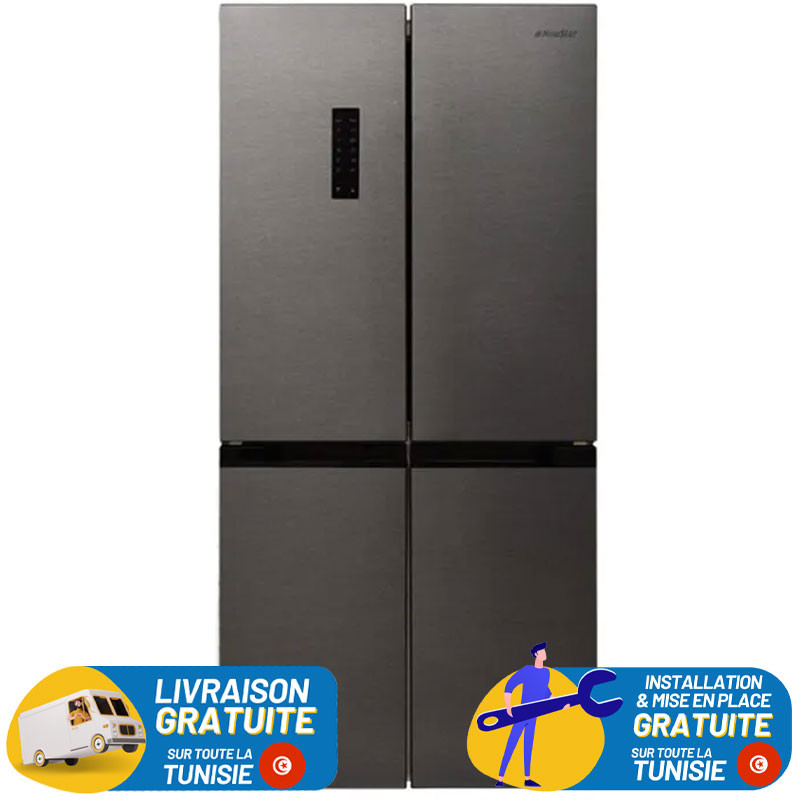 REFRIGERATEUR SIDE BY SIDE NEWSTAR / 488 Litres / Dark INOX