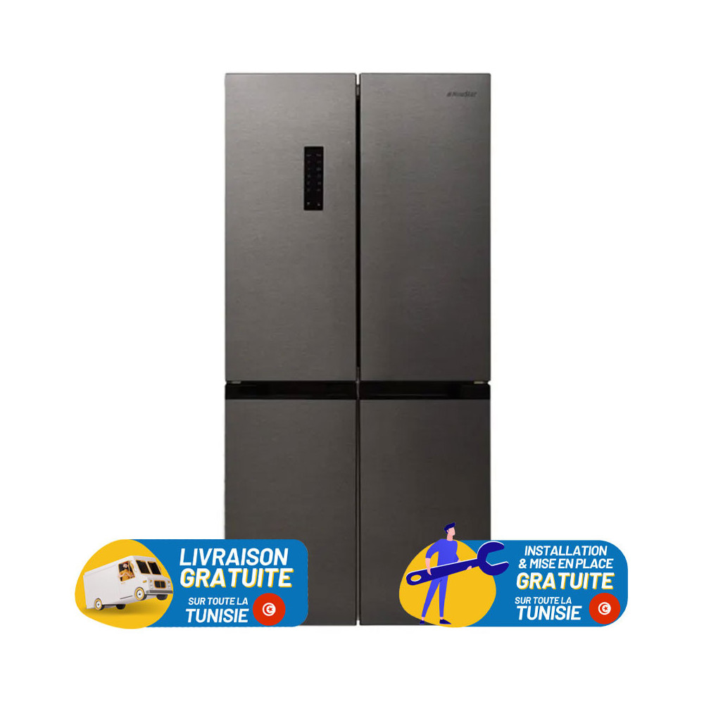 Réfrigérateur NEWSTAR No Frost INVERTER SIDE By SIDE 459 Litres / Dark Inox avec Afficheur