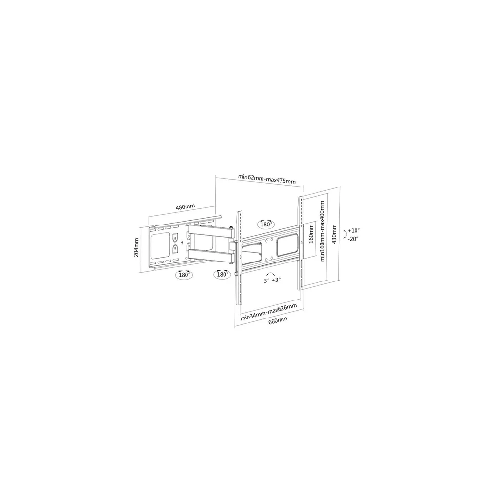 Support mural manhattan mobile pour TV Wall Mount 37 A 70P B