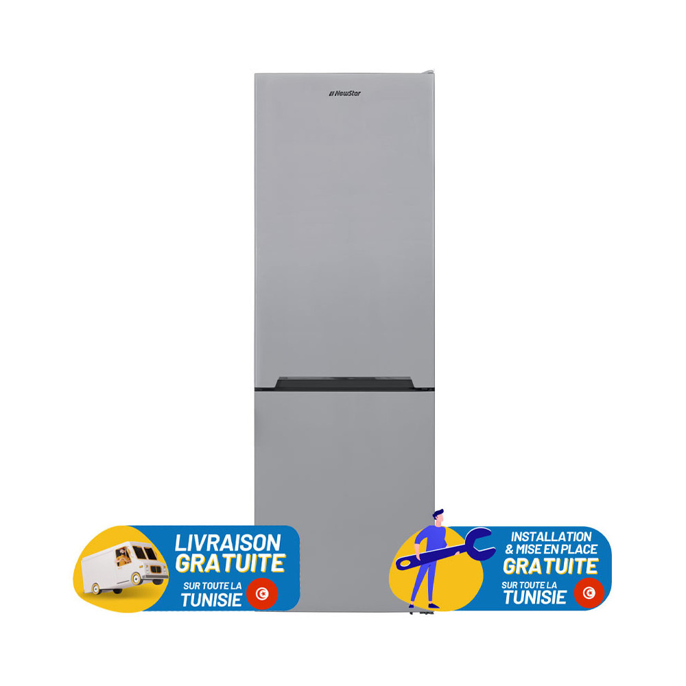 Réfrigérateur NEWSTAR Nofrost Combiné / 400 L / Silver + Livraison + Installation et Mise en Marche Gratuites
