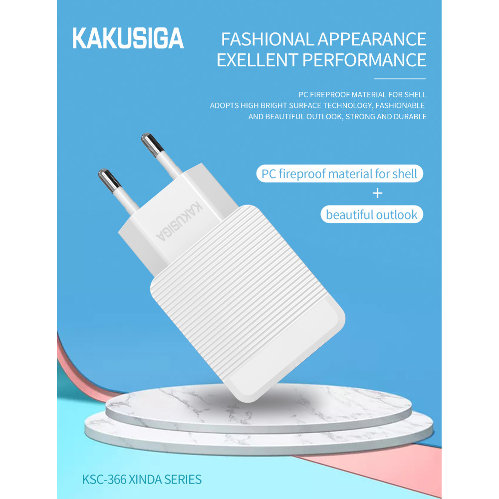 TETE Charger KSC 366 Dual USB Fast 2.4A 12W 5V Blanc