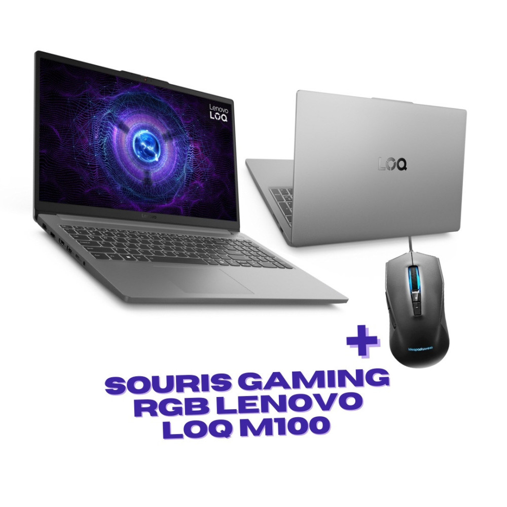 PC Portable Gamer Lenovo LOQ 15IAX9E / i5-12450HX / RTX 3050 6G / 16 Go DDR5 / 512 Go SSD / Windows 11 / Gris