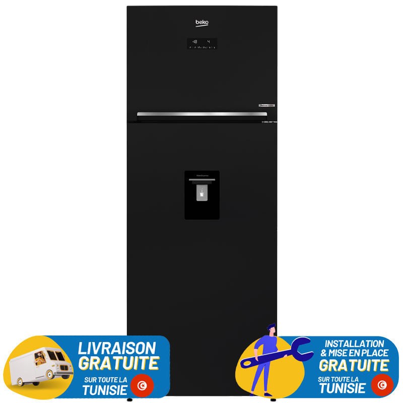Réfrigérateur 2 portes Beko 560L Inverter avec afficheur et  Dist. Eau, Noir
