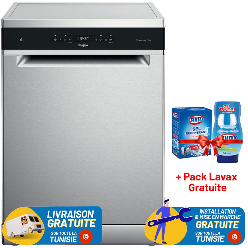 Lave vaisselle Whirlpool 14 Couverts / Inox  + Pack LAVAX Gratuite