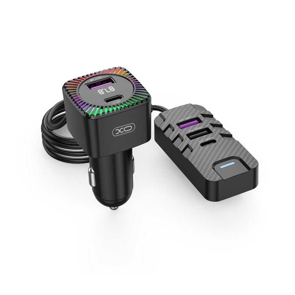 Transmetteur FM Bluetooth Rétroéclairage Multicolore et Charge Multi ports - XO