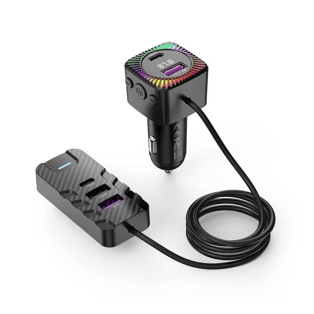 Transmetteur FM Bluetooth Rétroéclairage Multicolore et Charge Multi ports - XO