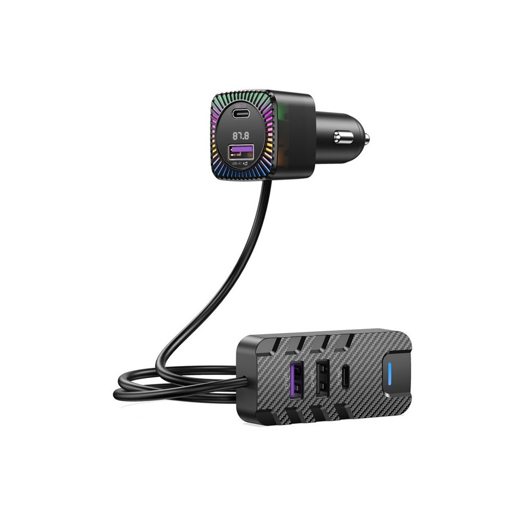 Transmetteur FM Bluetooth Rétroéclairage Multicolore et Charge Multi ports - XO
