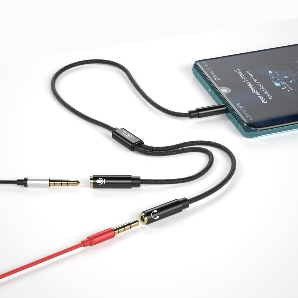 Câble audio XO 2en1 NB-R197 jack 3,5 mm - prise jack 3,5 mm / microphone 0,23 m