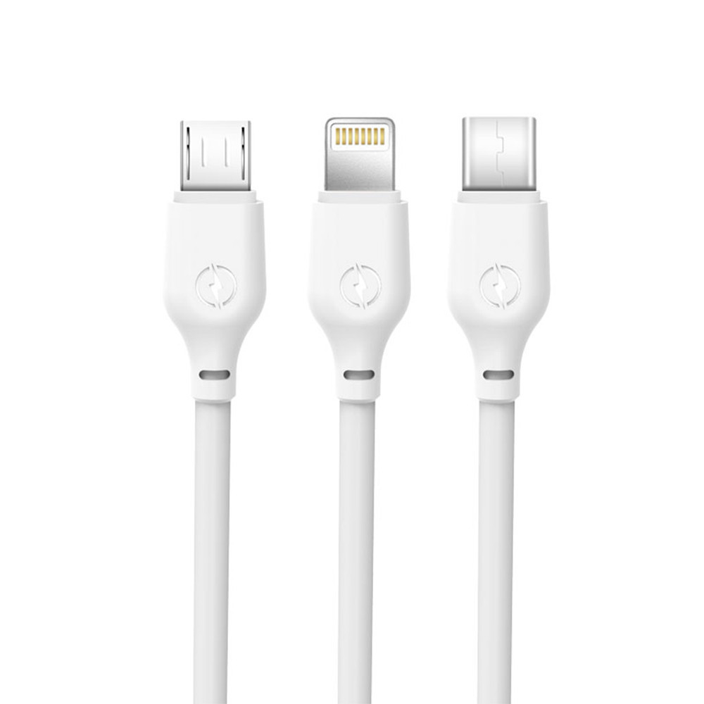 Câble XO NB103 3en1 USB - Lightning + USB-C + microUSB 1,0 m 2,1A blanc