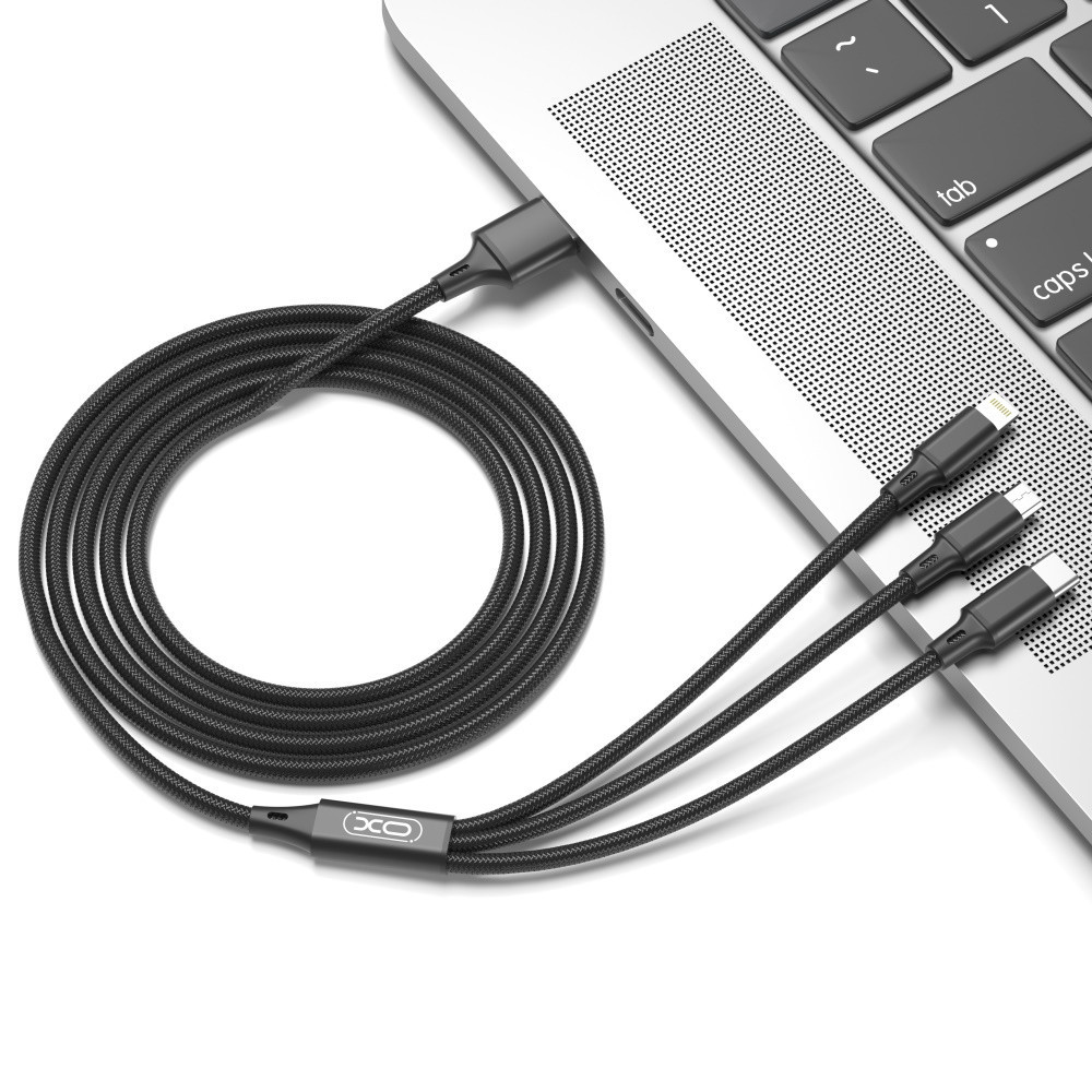 Câble XO NB173 3en1 USB - Lightning + USB-C + microUSB 1,2 m 2,4A noir