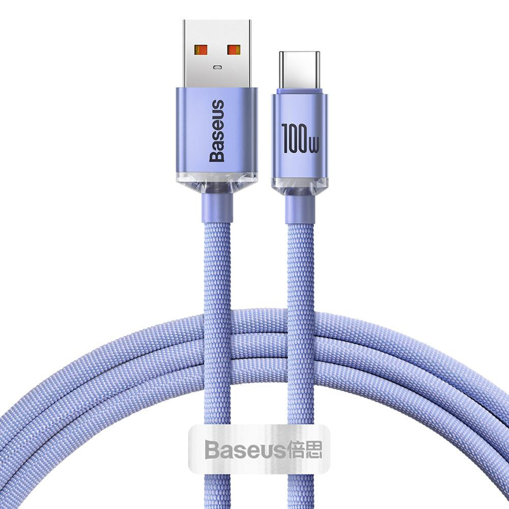 Câble Baseus Crystal Shine USB - USB-C 1,2 m 100 W violet
