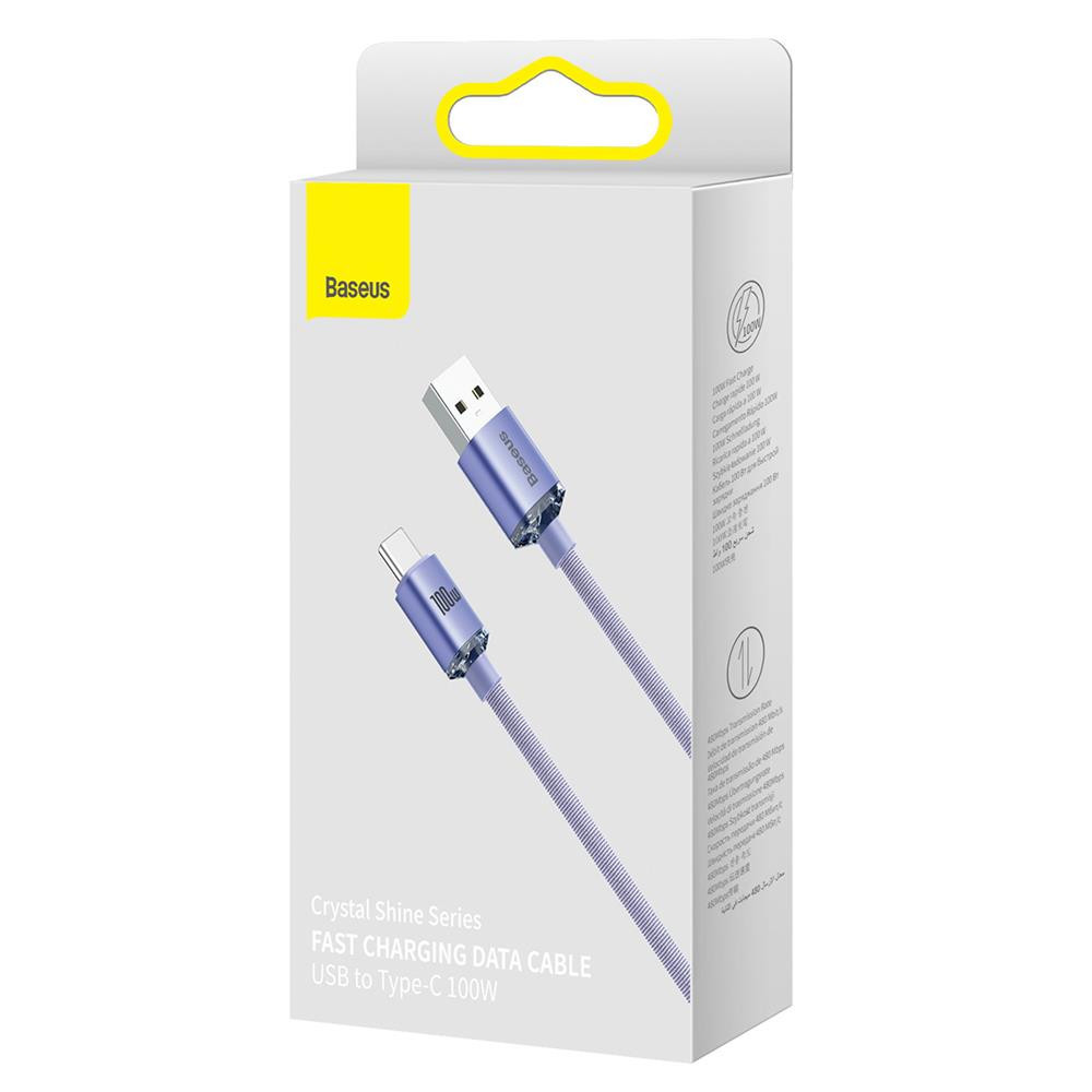 Câble Baseus Crystal Shine USB - USB-C 1,2 m 100 W violet