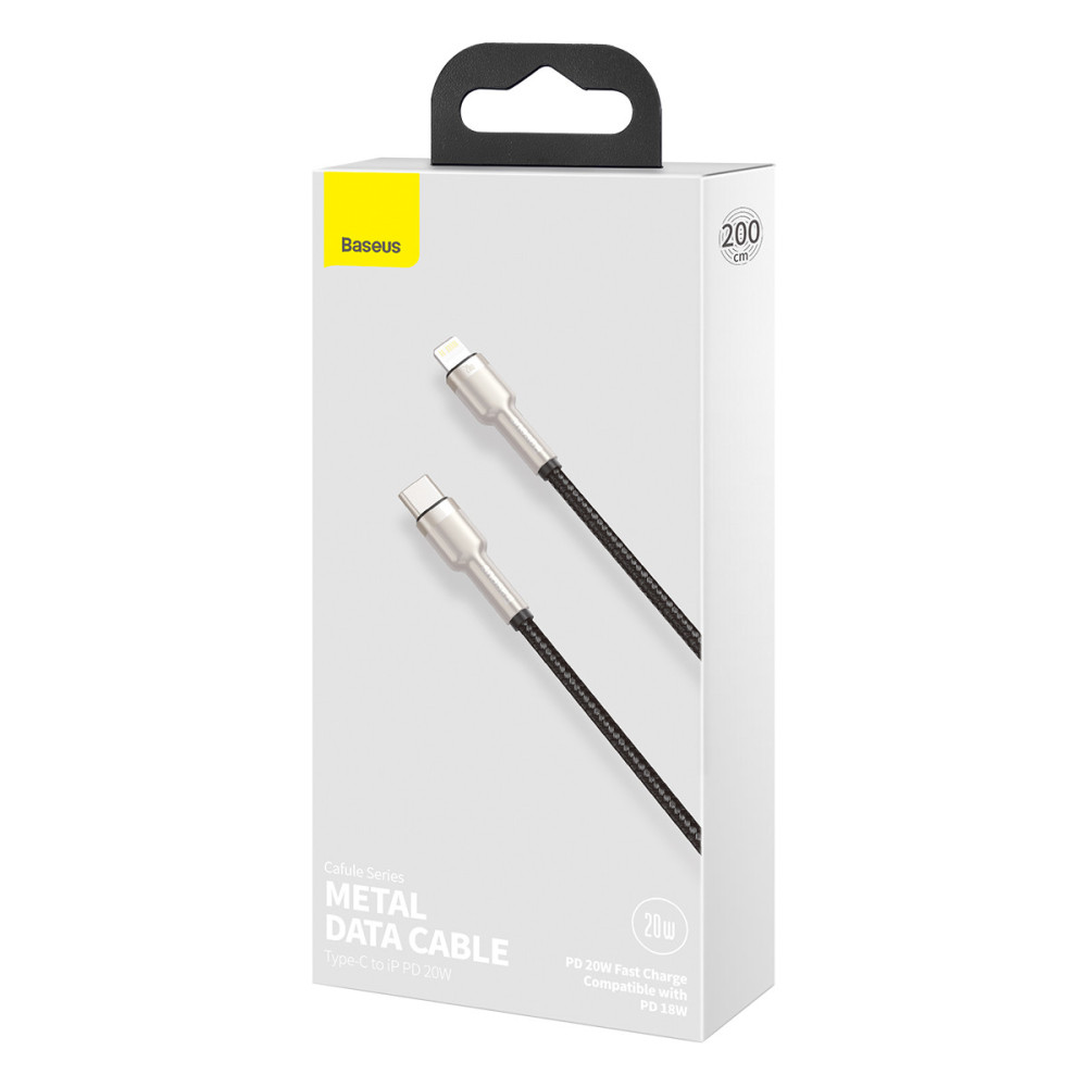 Câble Baseus Cafule Metal PD USB-C - Lightning 2,0 m noir 20W