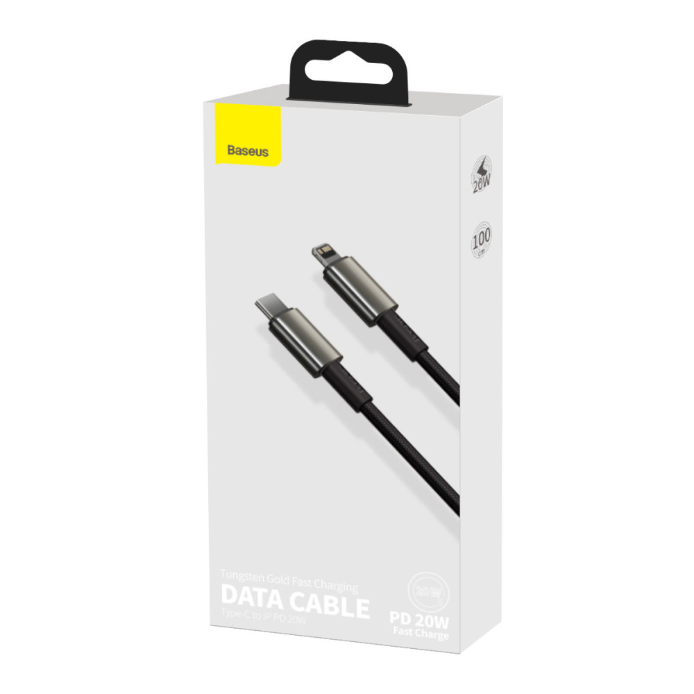 Câble Baseus Tungsten PD USB-C - Lightning 1,0 m noir 20W
