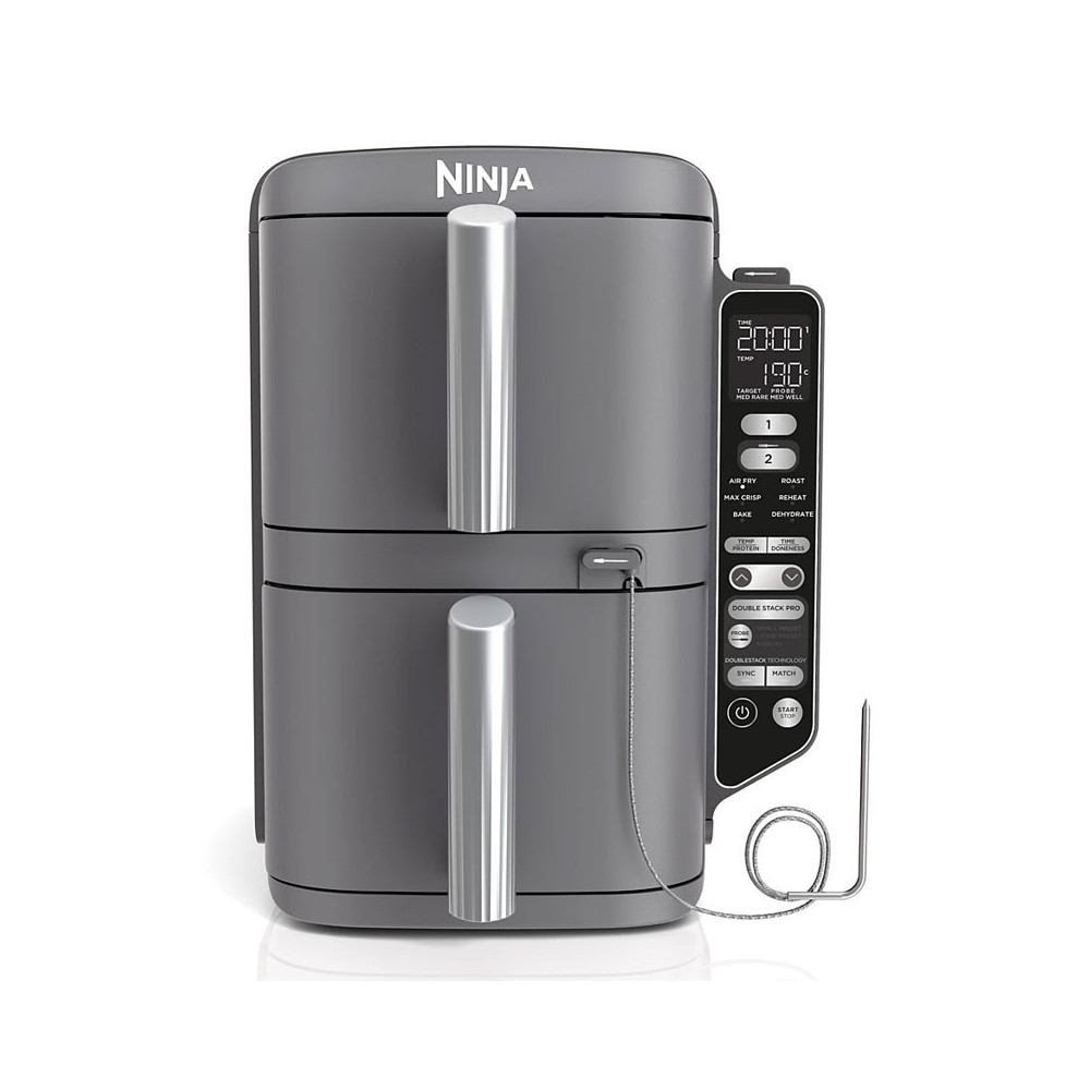 AIR FRYER NINJA DOUBLE STACK  avec thermosonde 9.5 Litres / 2470W / Silver / SL451EU