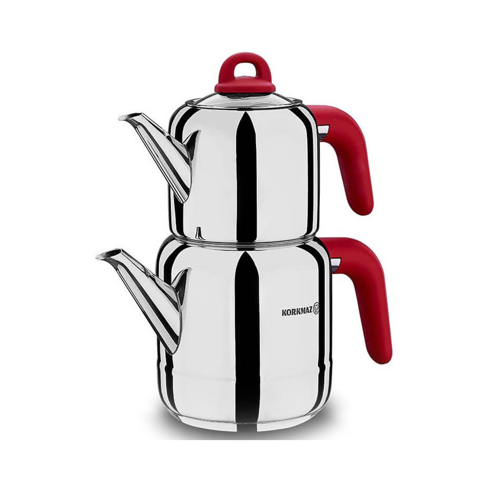 Théière KORKMAZ HERA 1.9 Litres / inox et Rouge / A048-02