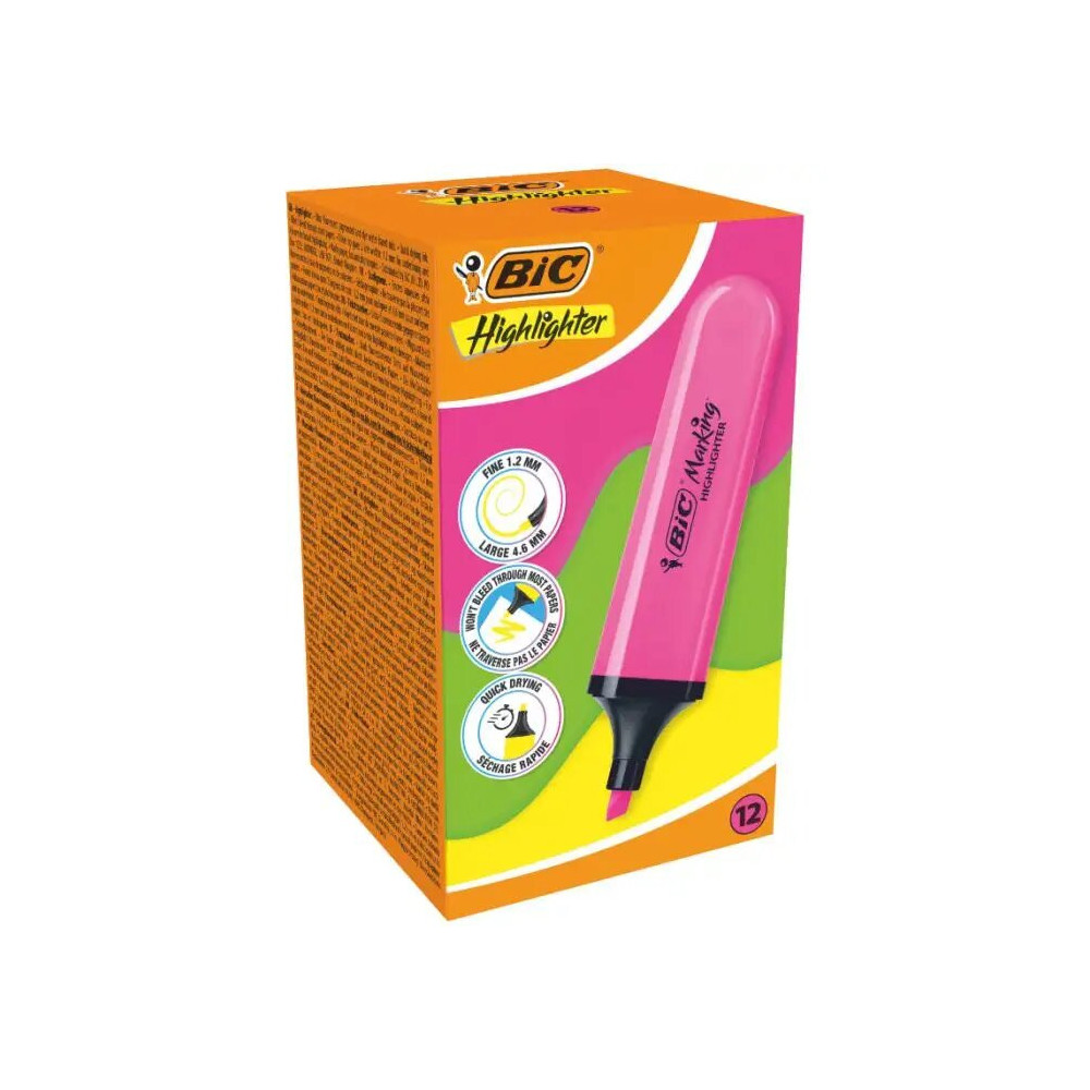 Pochette de 12 Surligneurs BIC B12 Rose