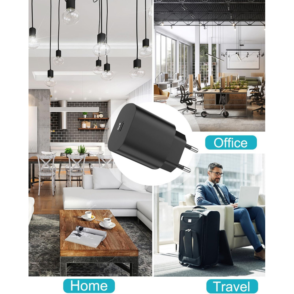 Adaptateur Secteur 25W PD / Type C / Noir