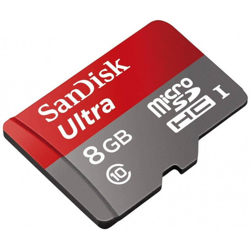 Carte mémoire SanDisk microSDHC Ultra UHS-I 8 Go Class 10 + Adaptateur