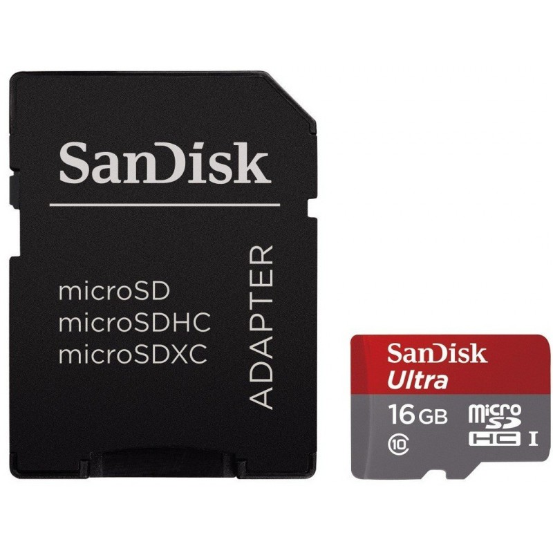 Carte mémoire SanDisk microSDHC Ultra UHS-I 8 Go Class 10 + Adaptateur