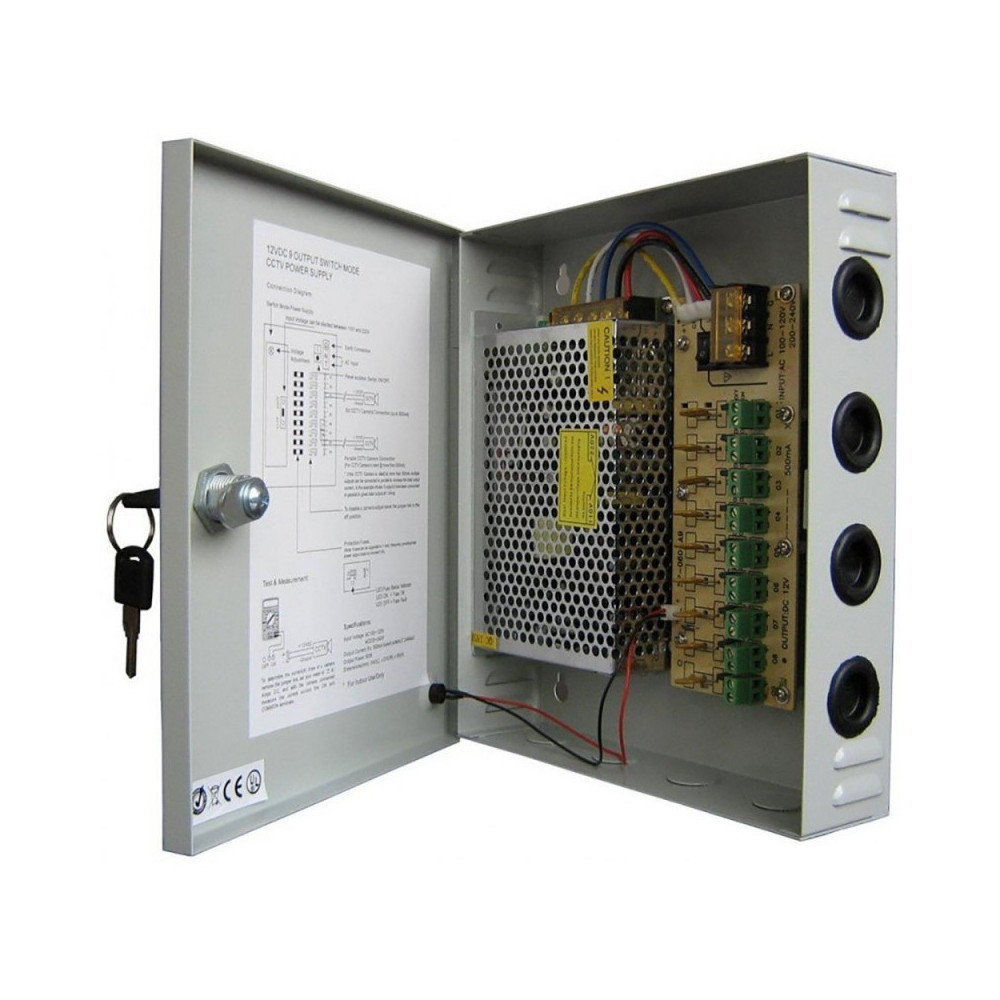 Boite d'alimentation pour Caméra de surveillance 12V / 30A / Avec Case