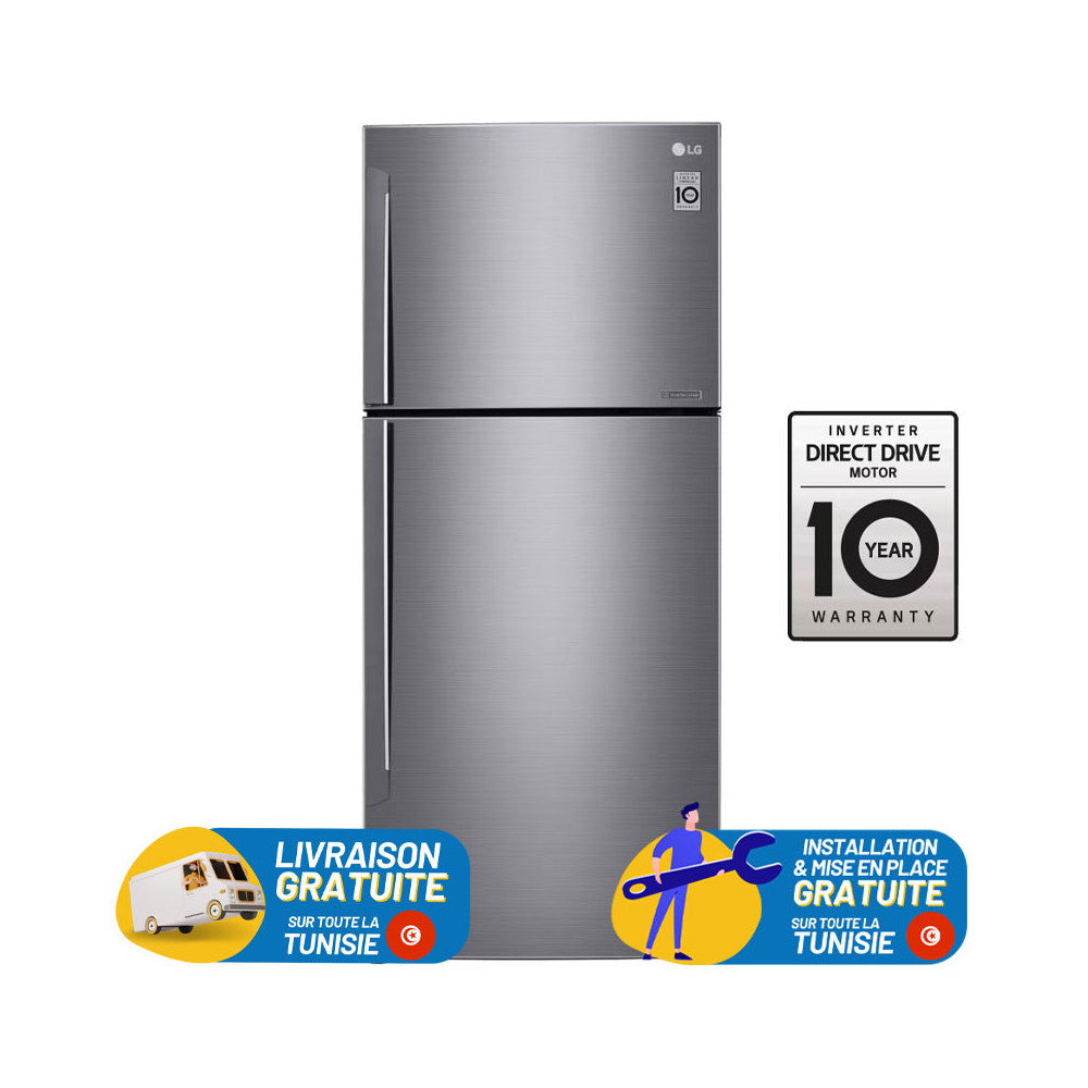 Réfrigérateur LG No Frost Smart INVETER Double Portes / 437 Litres / Silver