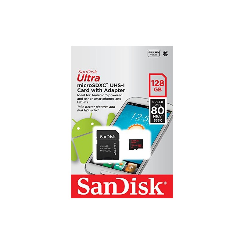 Carte mémoire SanDisk microSDHC Ultra UHS-I 64 Go + Adaptateur / Class 10