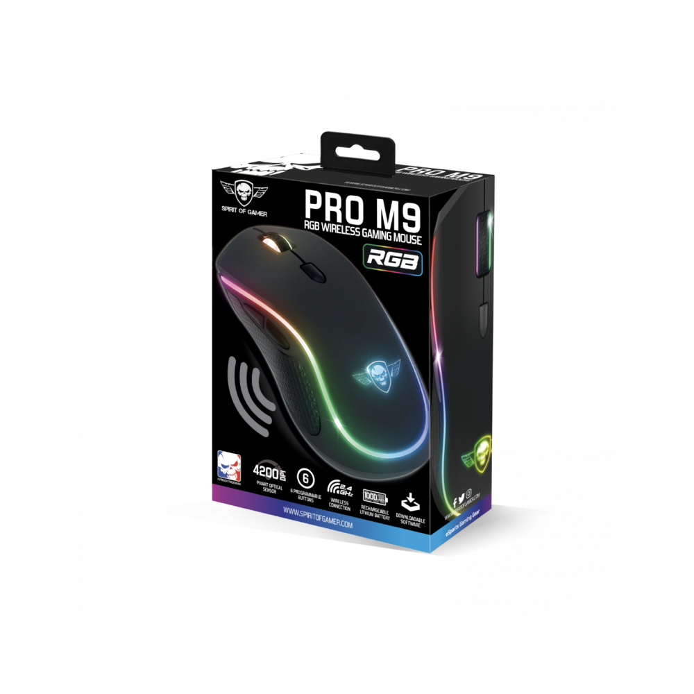 Souris Gamer Sans Fil SPIRIT OF GAMER PRO M9 RGB / Noir