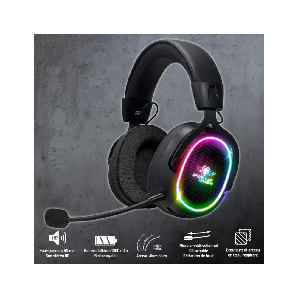 Micro Casque Sans FIL Gamer SPIRIT OF GAMER XPERT- H1200 - Noir