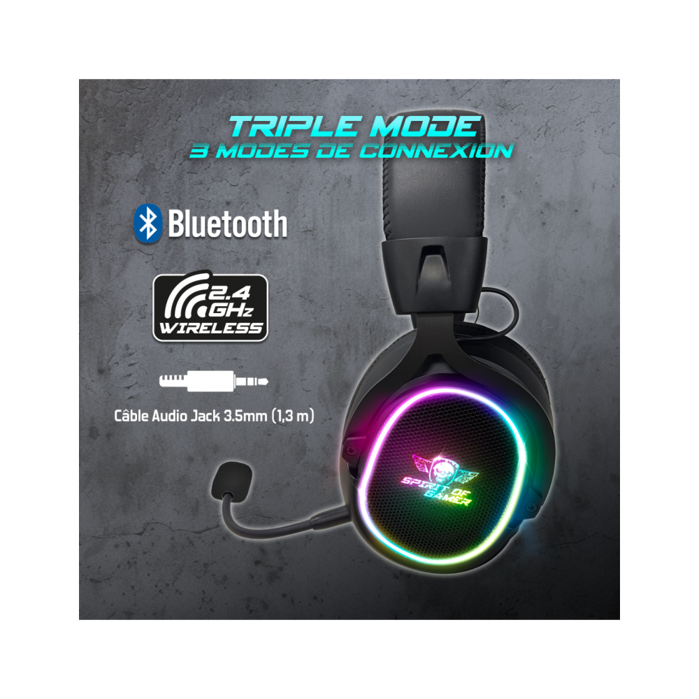 Micro Casque Sans FIL Gamer SPIRIT OF GAMER XPERT- H1200 - Noir