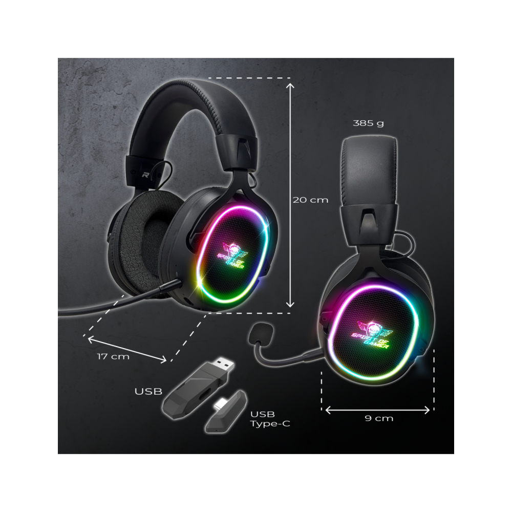 Micro Casque Sans FIL Gamer SPIRIT OF GAMER XPERT- H1200 - Noir