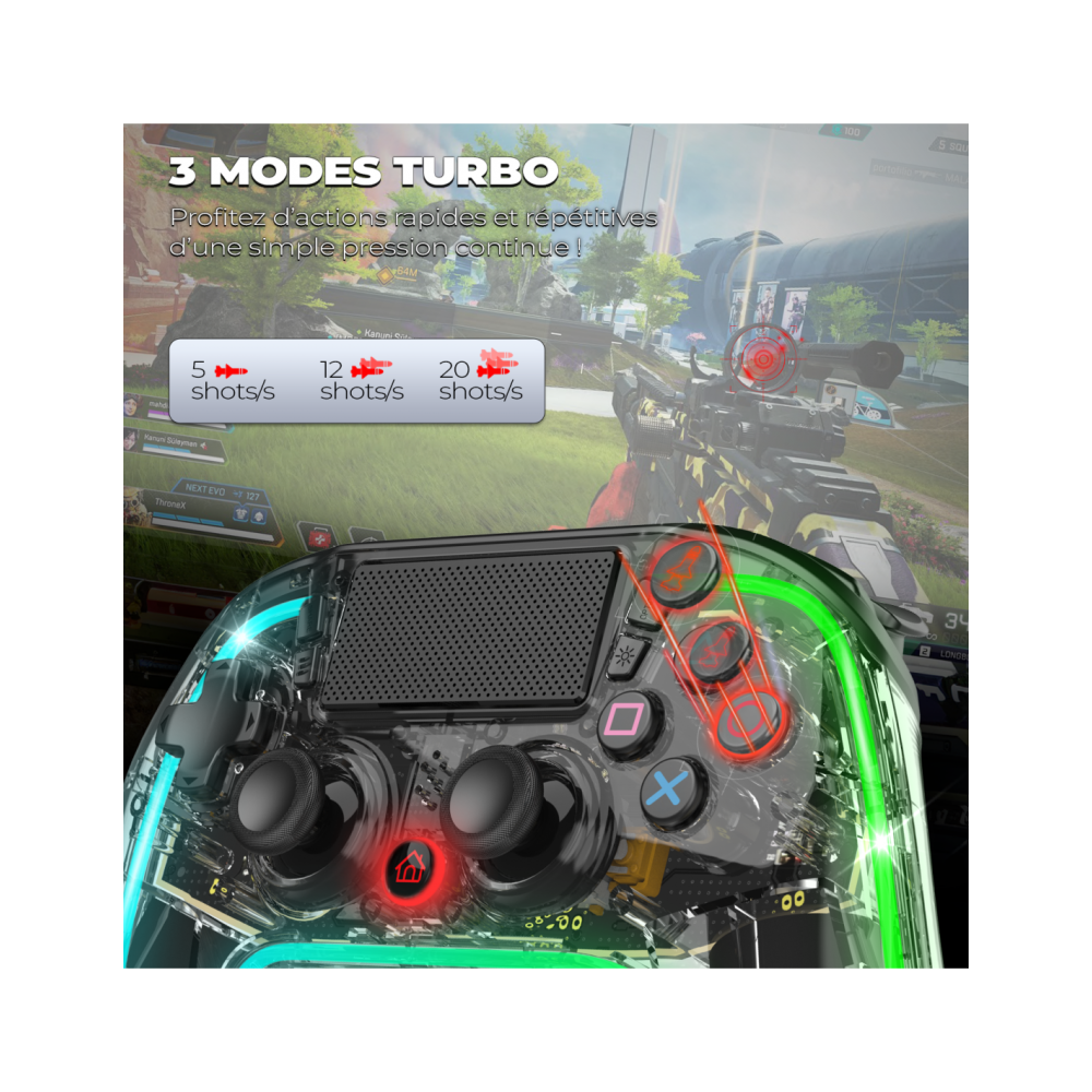 Manette de Jeu Sans Fil SPIRIT OF GAMER NÉON RGB - Transparente