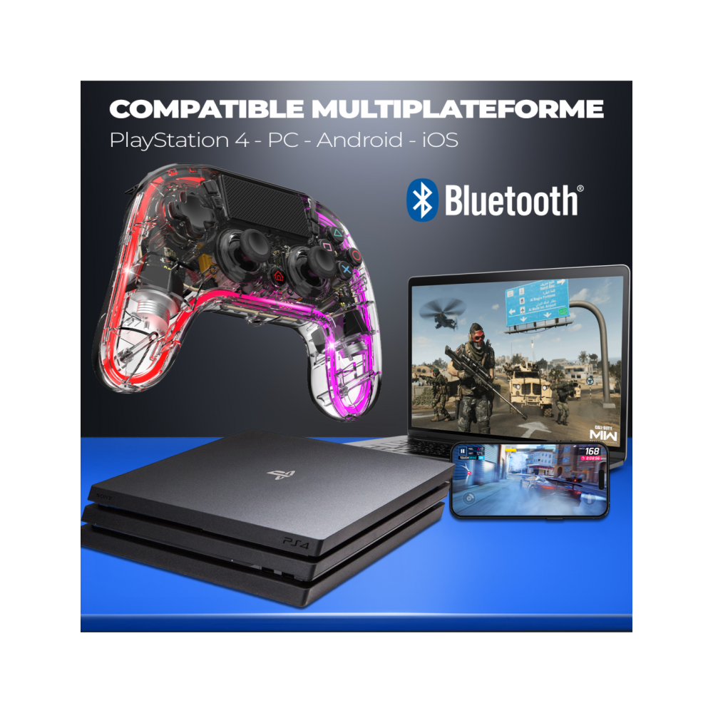 Manette de Jeu Sans Fil SPIRIT OF GAMER NÉON RGB - Transparente