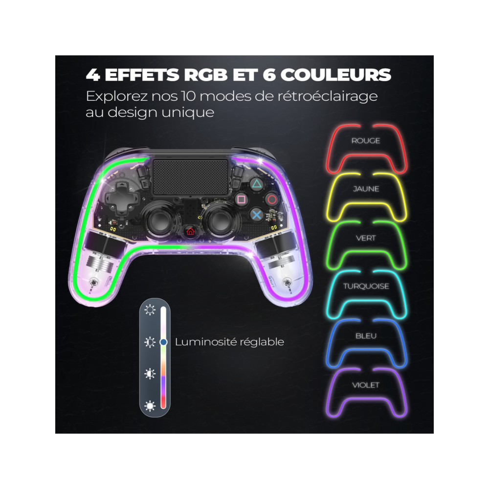Manette de Jeu Sans Fil SPIRIT OF GAMER NÉON RGB - Transparente
