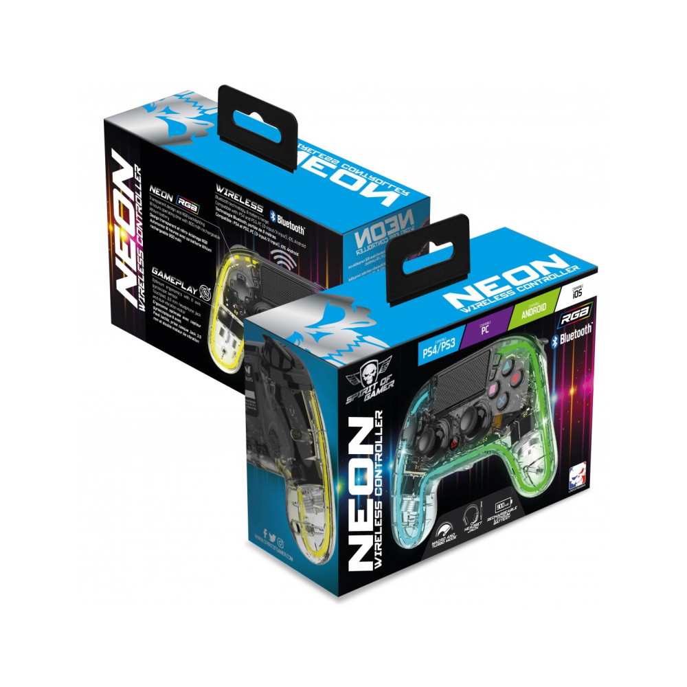 Manette de Jeu Sans Fil SPIRIT OF GAMER NÉON RGB - Transparente