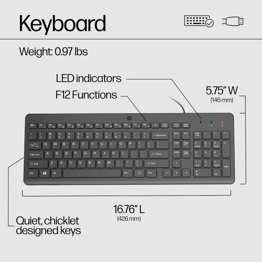 Clavier filaire HP 150 Azerty  / Noir