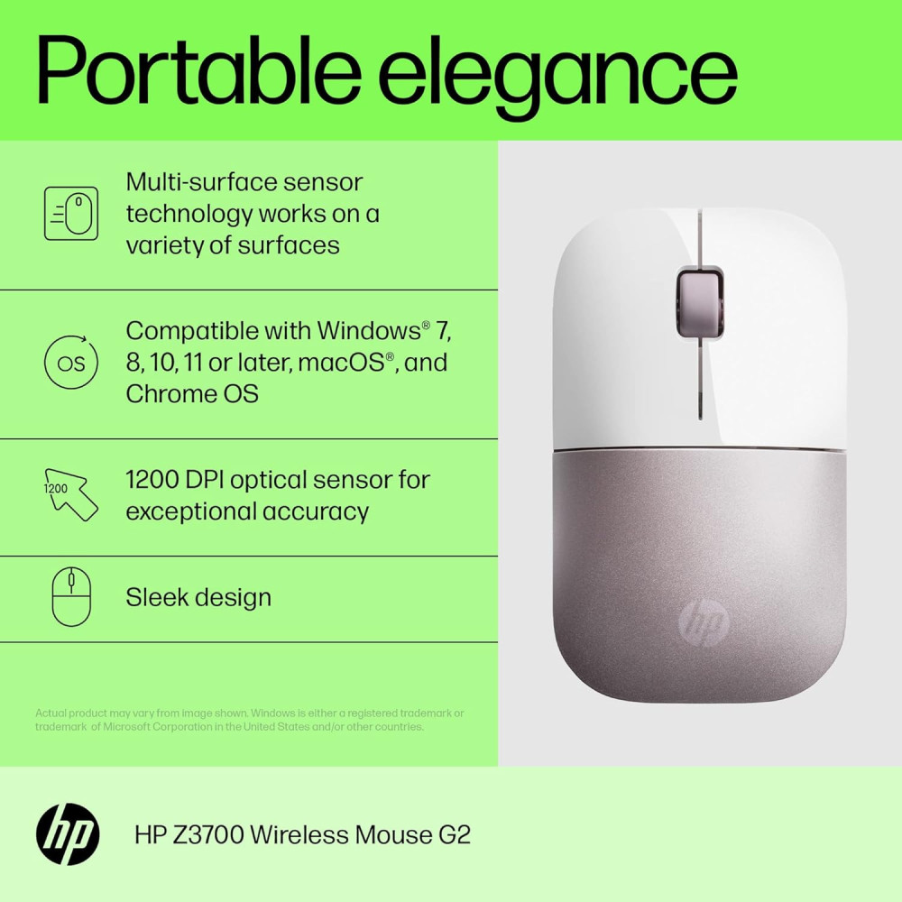 Souris sans fil HP Z3700 4VY82AA / Rose