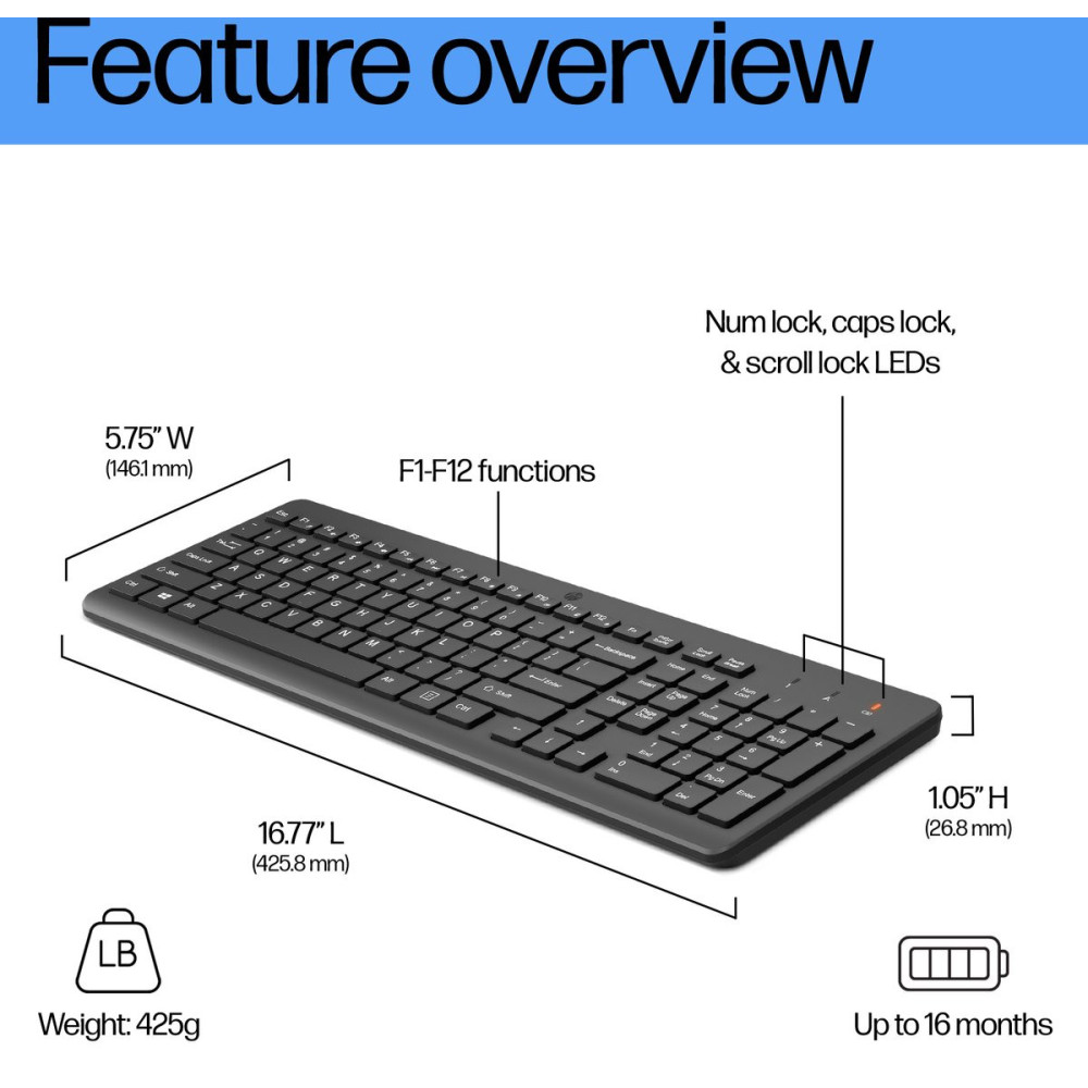 Clavier Sans Fil HP 220 / AZERTY Français / Noir