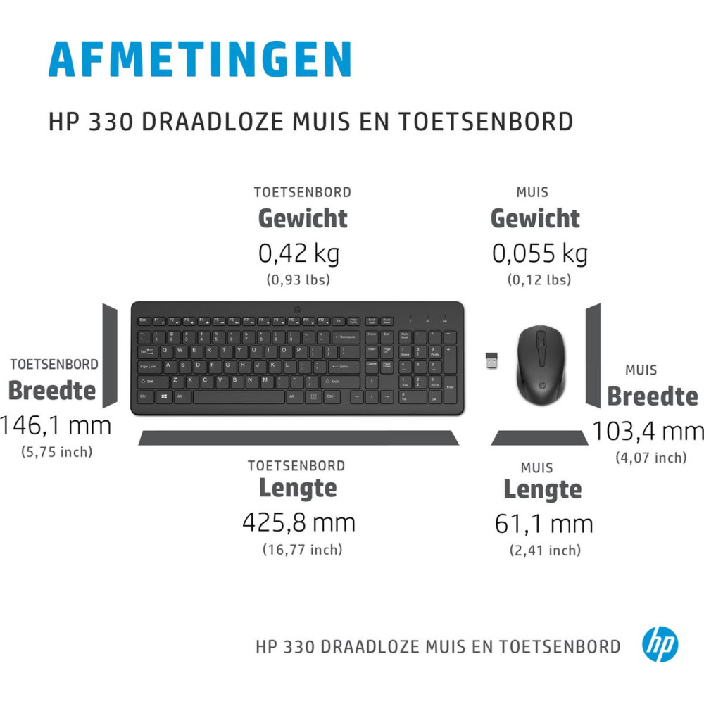 ENSEMBLE CLAVIER ET SOURIS SANS FIL HP 330 AVEC VOYANTS LED - COMBO FR ARABISE