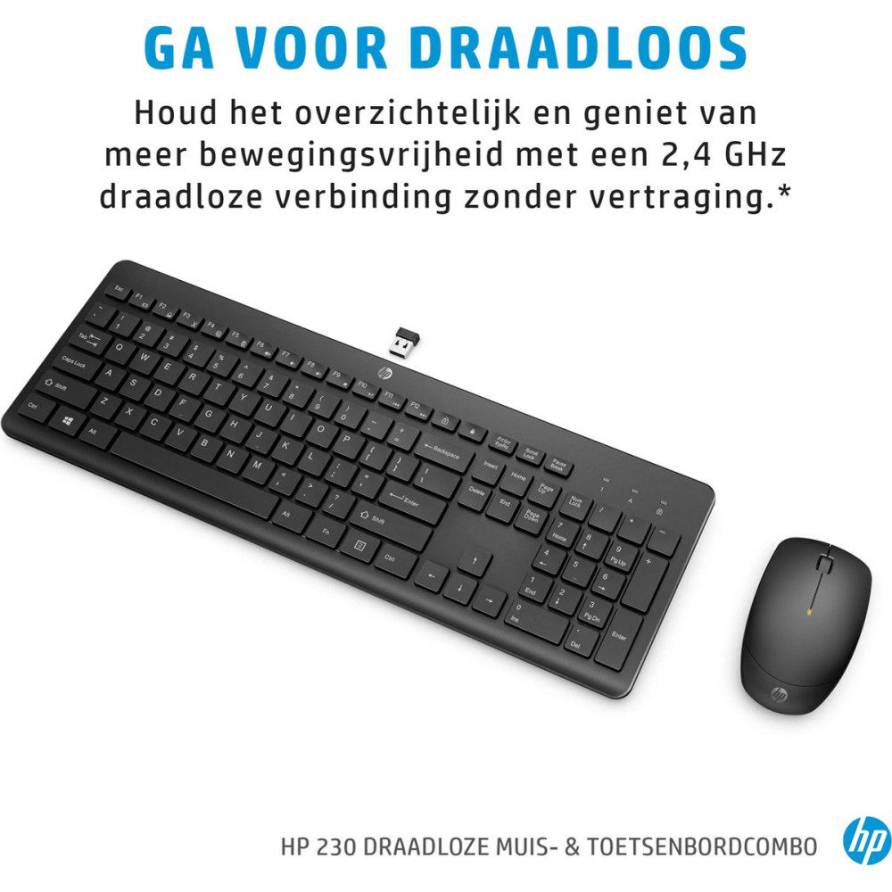 Ensemble Clavier et Souris Sans Fil HP 230 AZERTY ARABE