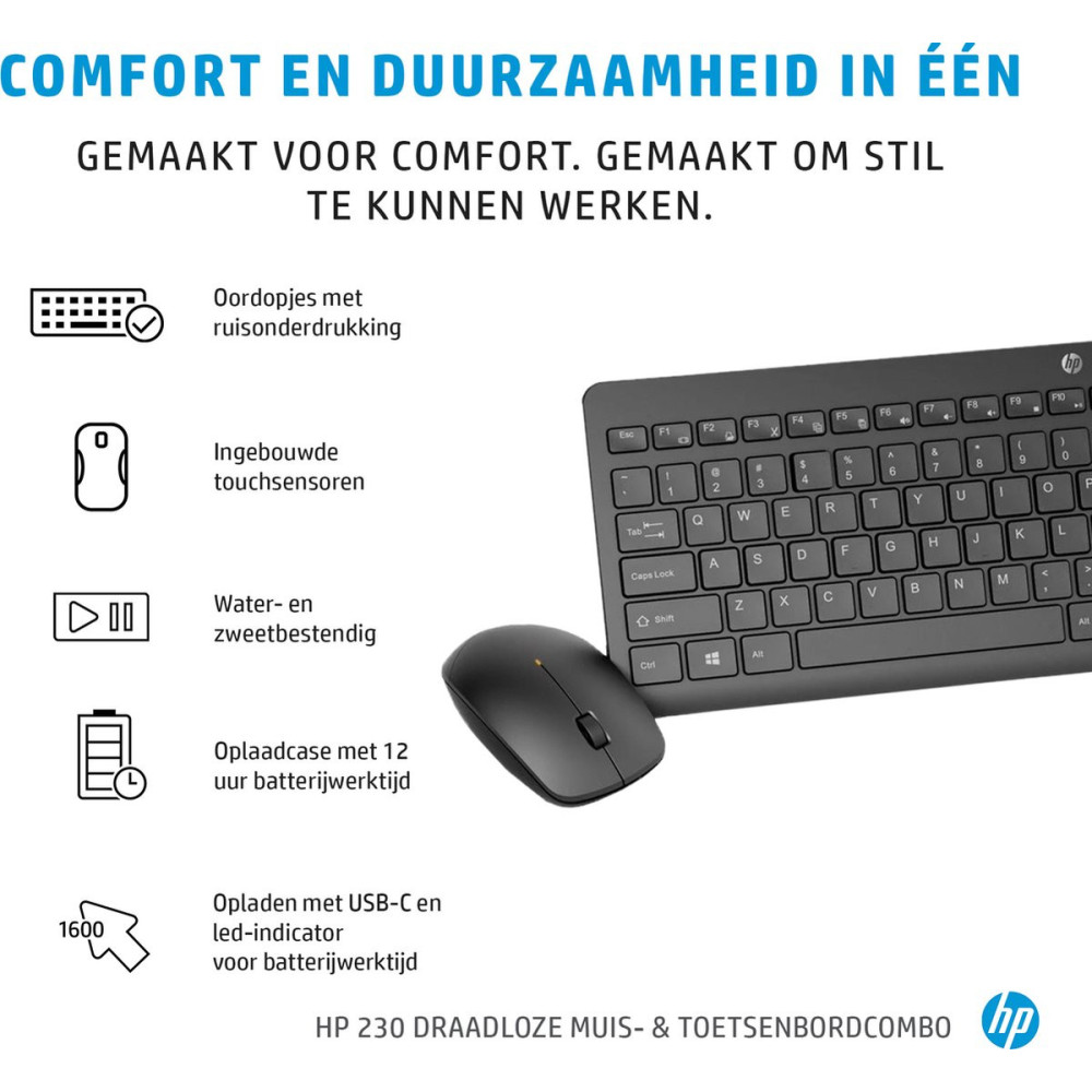 Ensemble Clavier et Souris Sans Fil HP 230 AZERTY ARABE