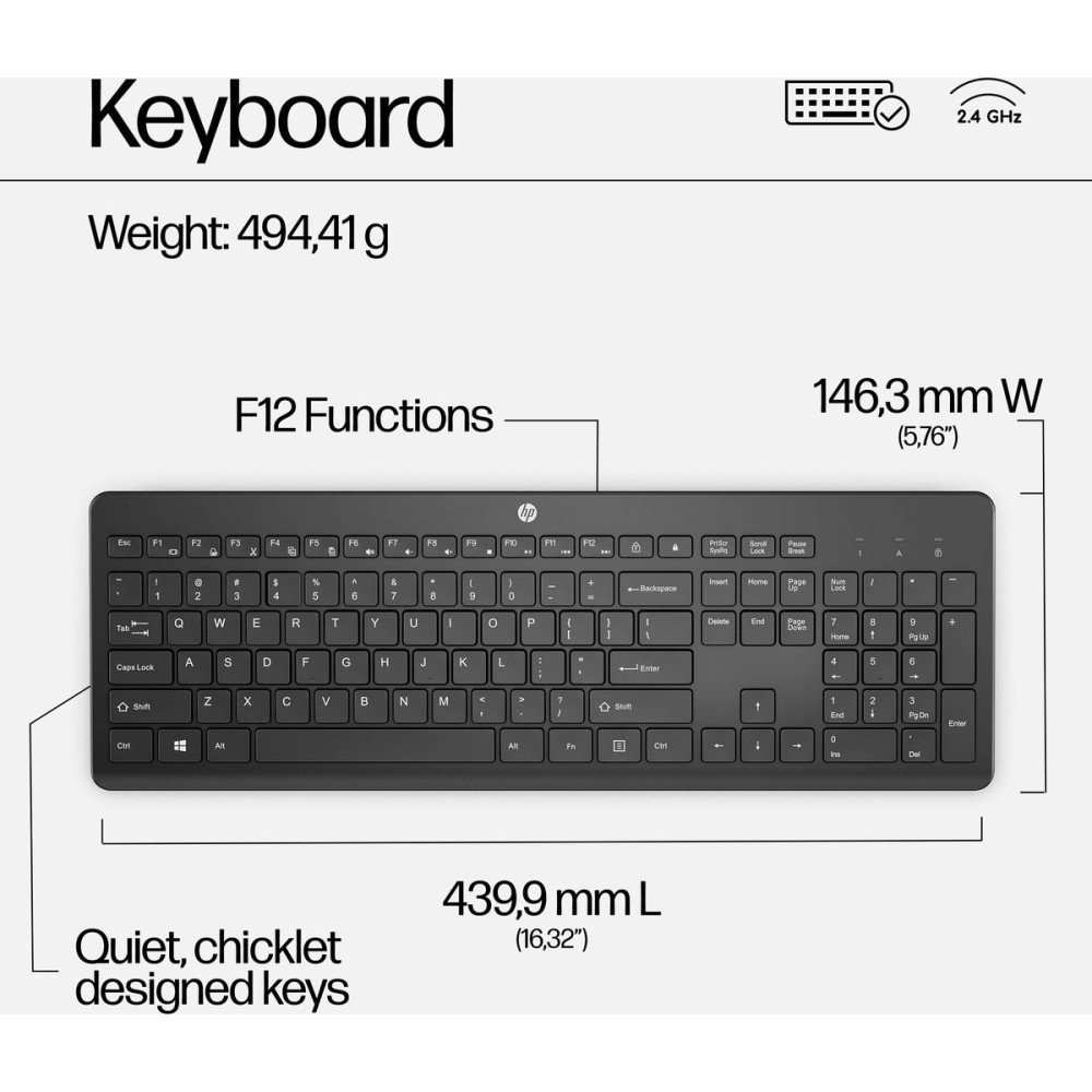 Ensemble Clavier et Souris Sans Fil HP 230 AZERTY ARABE