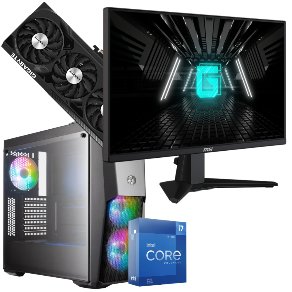 Setup Gamer Special Pc de Bureau Gaming / i7-12700KF / RTX 4070 12G / 32 Go Avec Écran Gaming MSI 24.5" Full HD IPS / 180 Hz