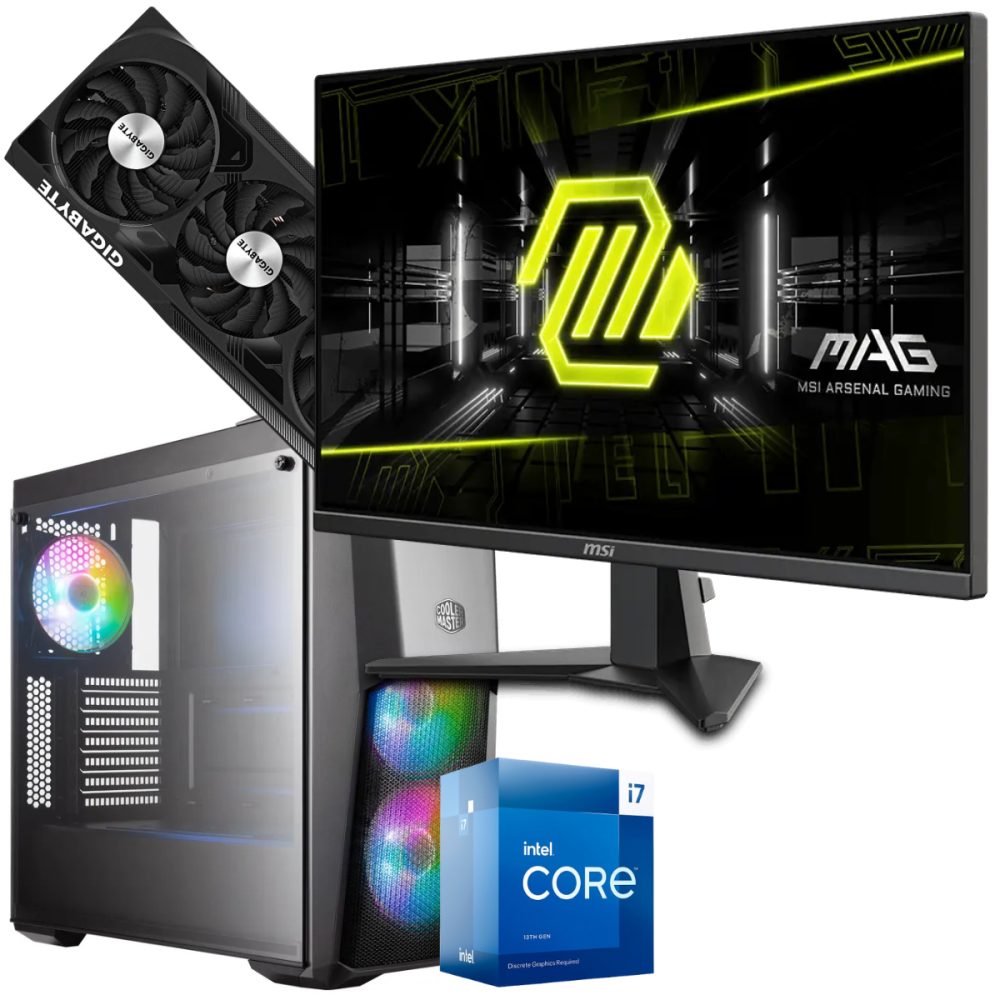 Setup Gamer Special Pc de Bureau Gaming / i7-13700F / RTX 4070 12G / 32 Go Avec Écran Gaming MSI 27" Full HD IPS / 180 Hz