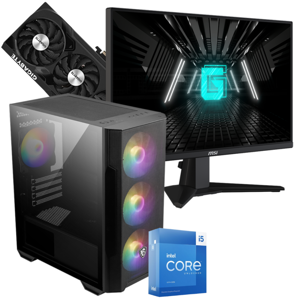 Setup Gamer Special Pc de Bureau Gaming / i5-13600KF / RTX 4070 12G / 32 Go Avec Écran Gaming MSI 24.5" Full HD IPS / 180 Hz